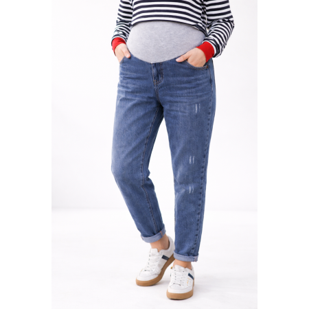 Стильные джинсы для беременных с эластичным поясом и регулировкой посадки Синие